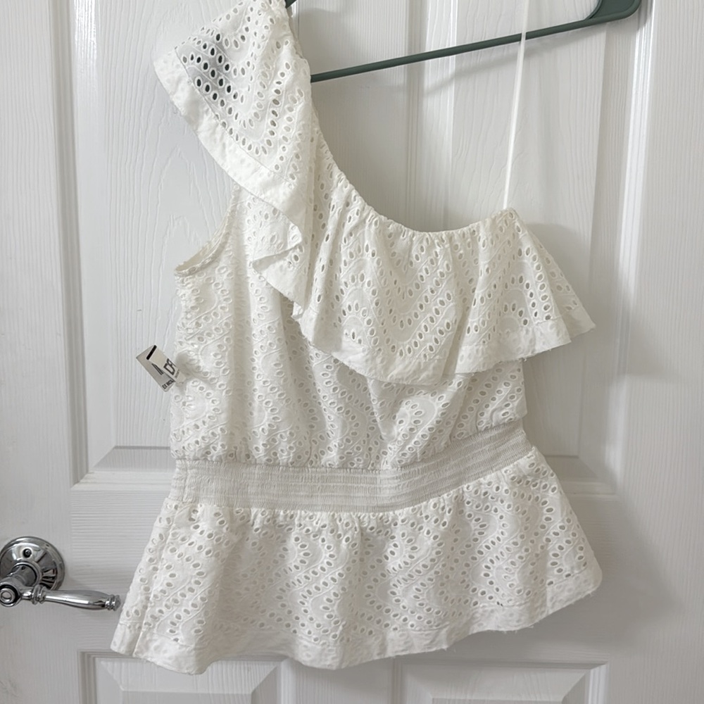 Express small White Eyelet Ruffle Top - Picture 3 of 3